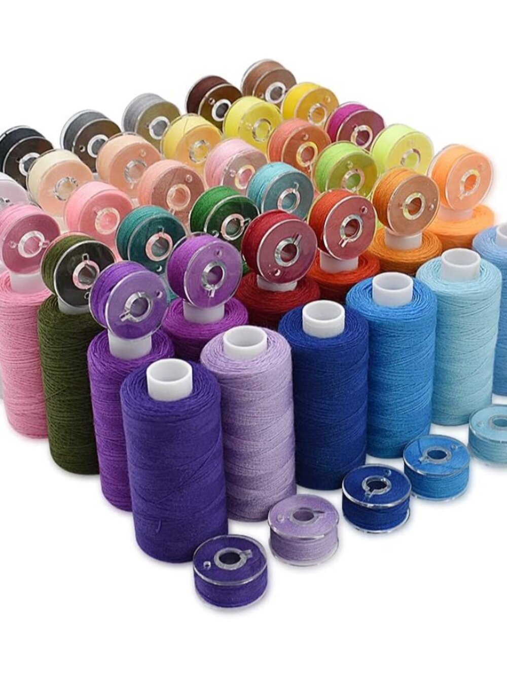72Pcs 36 Colors Prewound Bobbins and Thread Spools for Hand & Machine Sewing, Em